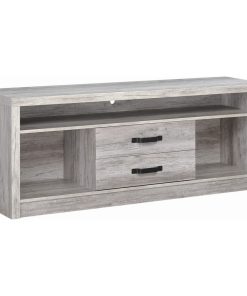 2 Drawers and Open Shelf TV Console, Gray