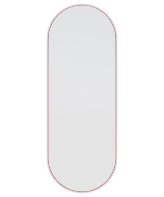 60"Hx22"W Pill Shape Stainless Steel Framed Mirror, Pink