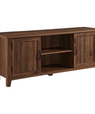 58" Modern Farmhouse TV Stand, Dark Walnut