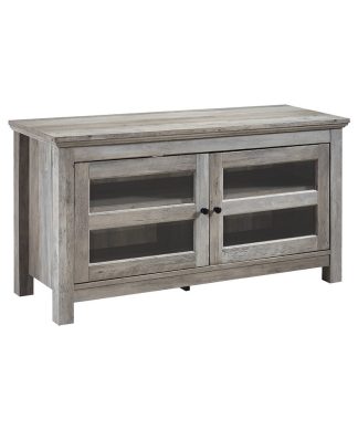 44" Wood TV Media Stand Storage Console, Gray Wash