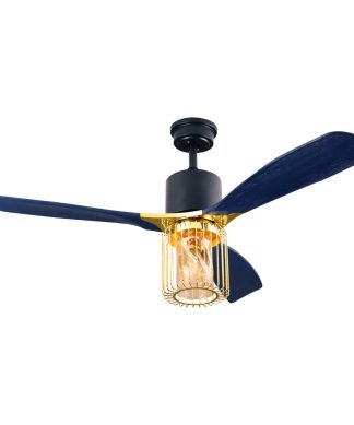 52" 3-Blade Chandelier Ceiling Fan, Remote Control and Light Kit, Dark Blue