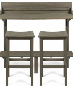 3 Pieces Transitional Bistro Set, Acacia Wood Construction With Slatted Details