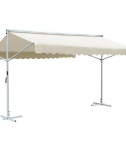 vidaXL Free Standing Awning Weather Resistant 157.5" Cream Patio Sunshade