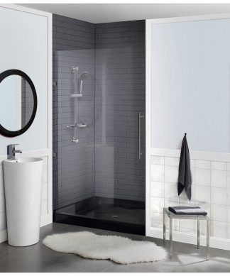 Voltaire 36"x36" Acrylic Black, Single-Threshold, Center Drain, Shower Base