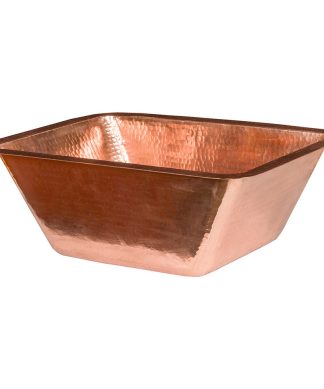 17" Rectangle Under Counter Hammered Copper Bathroom Sink, Polished Copper