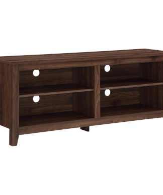 58" Traditional Wood TV Media Stand Storage Console, Dark Walnut, 58"