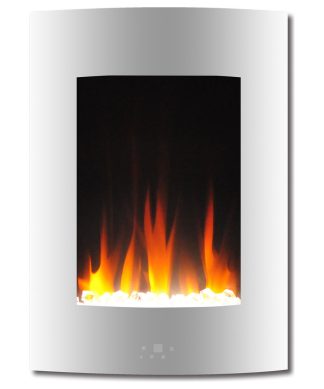 19.5" Vertical Electric Fireplace, White