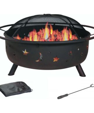 30" Wood Burning Fire Pit With Charcoal Grill and Screen