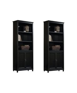 (Set of 2) Wooden Library Bookcase in Estate Black