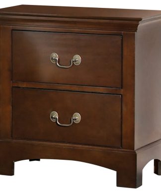 Wood Nightstand with 2 Drawers, Warm Brown