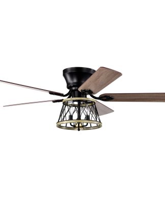 52 in Modern Matte Black Ceiling fan with Remote Control
