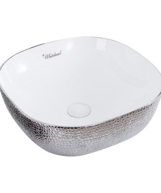 Whitehaus Isabella Plus Bathroom Sink With White And Silver Finish WH71301-F21