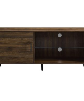52" TV Stand With Black Legs, Dark Walnut