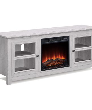 58" TV Stand Center Console With Electric Fireplace, Sargent Oak