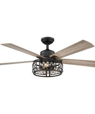 52 in Modern Crystal Ceiling fan with Remote Control in Oil Rubbed Bronze