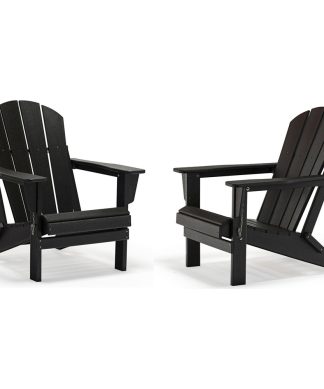 Westin Trends-Outdoor Folding Poly Adirondack Chair (Set of 2), Black