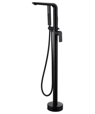 Wellfor Freestanding Faucet, Swivel Spout and Handheld Shower, 2 Handles, Matte