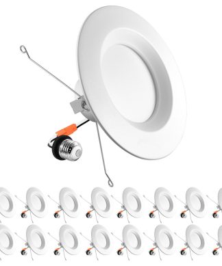 5/6" LED Recessed Downlight 14W 5 Color Options Dimmable Wet Rated 16 Pack
