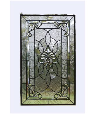 20" x 33.75" Stunning Handcrafted All clear stained glass and bevel window Panel