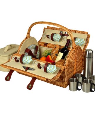 Yorkshire Picnic Basket For Four With Coffee Set, Wicker and Gazebo