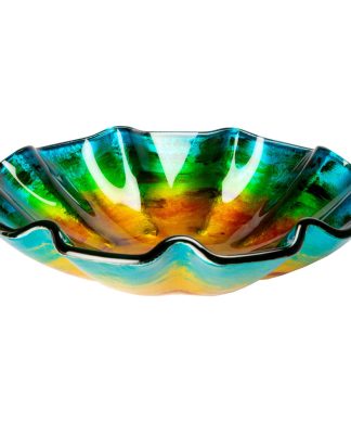 Wave Rim Multi Color Glass Vessel Sink