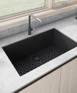 30-inch inch Granite Composite Undermount Sink - Midnight Black - RVG2030BK