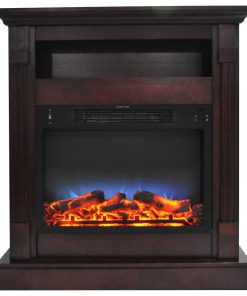 33.9"x10.4"x37" Sienna Fireplace Mantel With LED Insert