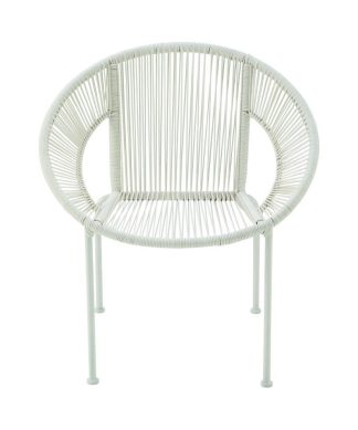 White Plastic Rattan Contemporary Outdoor Chair, 29"x23"x30"