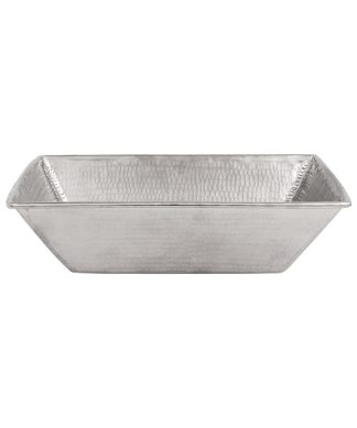 17" Rectangle Wired Rim Vessel Hammered Copper Sink, Nickel