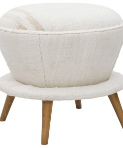 Vintage Hemp Kilim Upholstered Stool