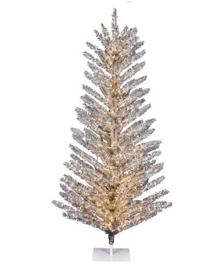 Vintage Aluminum Artificial Christmas Tree , Warm White, 5' x 37"
