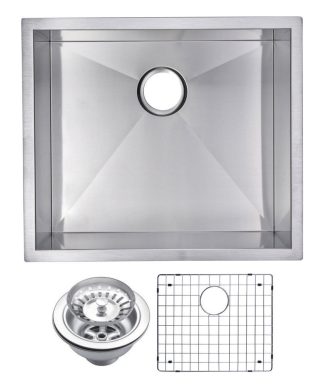 23" X 20" Zero Radius Single Bowl Stainless Steel Undermount Kitchen Sink