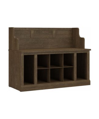 Woodland 40W Entryway Bench with Shelves in Ash Brown - Engineered Wood