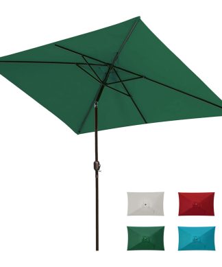 10' X 6.5' Outdoor Patio Umbrella With Push-Button Tilt Crank, Dark Green