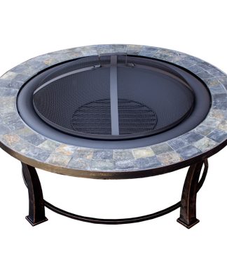 Wood Burning with Round Slate Fire Pit and Table