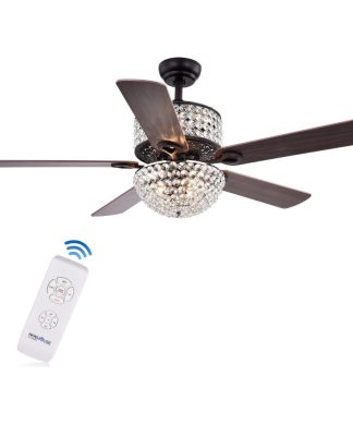 Warehouse Of Tiffany 6-Light Crystal 5-Blade Ceiling Fan CFL-8170BL