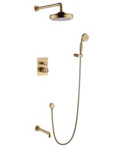 3-Function Complete Shower System With Tub Spout And Rough-In Valve In Embedded,