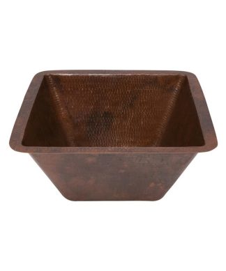 15" Square Under Counter Hammered Copper Bathroom Sink