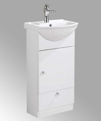 White Bathroom Cabinet Vanity Sink 17 3/4" with Faucet, Drain and Overflow