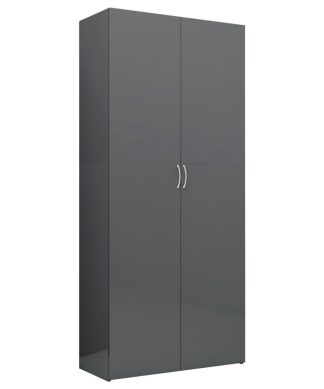 vidaXL Storage Cabinet High Gloss Gray Engineered Wood Dresser Highboard Rack