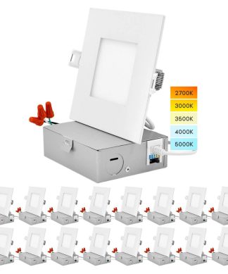 4" Ultra Thin LED Recessed Light 5 Color Option Dimmable 10W IC Rated 16 Pack