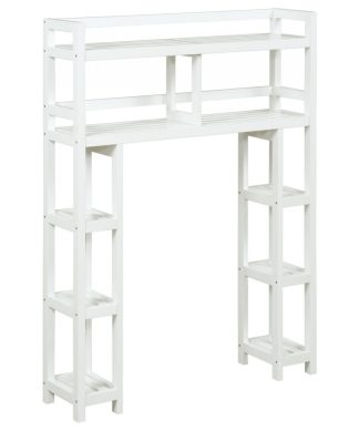 White Finish 2 Tier Solid Wood Over Toilet Organizer