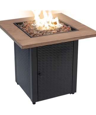 48000 BTU 28 in. x 25 in. Square Outdoor Fire Pit Table, Brown