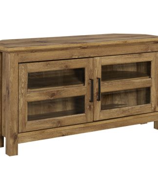 44" Wood Corner TV Media Stand Storage Console. Barnwood
