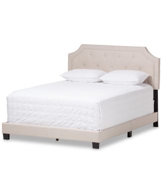 Willis Light Beige Fabric Upholstered Bed, Light Beige, Queen