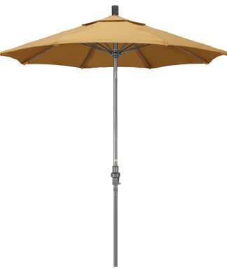 7.5' Grey Collar Tilt Crank Aluminum Umbrella, Wheat Sunbrella