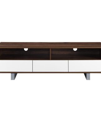 60" Modern 3-Drawer Low TV Console - Dark Walnut