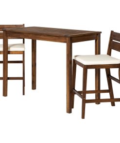 3-Piece Acacia Counter Height Dining Group, Dark Brown