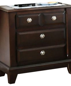 3 Drawers Nightstand, Brown Cherry