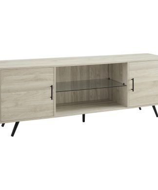 70" Glass Shelf 2-Door Console, Birch